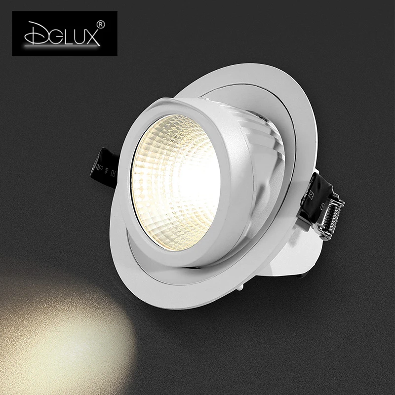 DGLUX High Lumen Embedded Cob 360 Degree Adjustable Ceiling Downlight Shell Aluminum 30w 40w Led Downlight