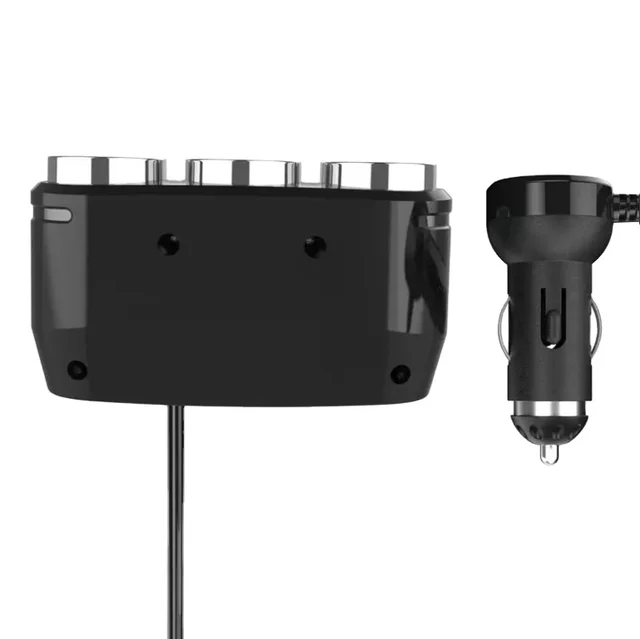 12V-24V Car Cigarette Lighter Socket Splitter Power Adapter 3 Way 100W Power Output with Voltmeter 5V 3.1A Dual USB Car Charger