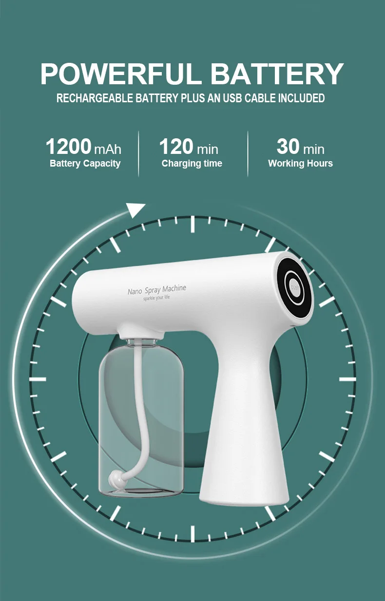 Portable Nano Alcohol Steam Spray Gun Atomizer Sprayer Mist Gun Nano