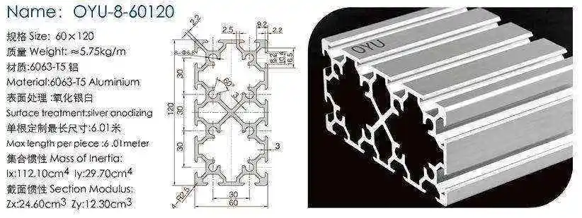 サンプル Custom t Slot 60120 T Track v Slot Aluminum Profiles Extrusion