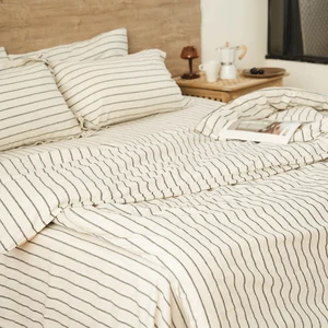 Linen Bedding Set Woven High GSM European Natural Flax Linen Bed Linen Supply Modern Solid