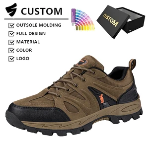 Unisex Outdoor Shoes Breathable Thick Rubber Sole Anti-Slip Waterproof Leather Hunting Boots Sports Running Causal Hiking Shoes