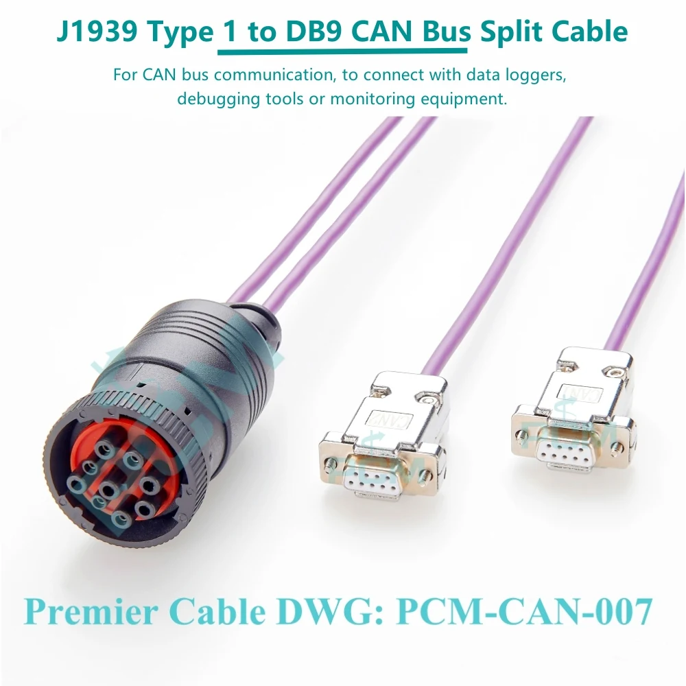 CAN Logger SAE J1939 9 Pin Type 1 Black to Dual DB9 Splitter Y Cable for CANBus Automotive Truck Bus Test Diagnostic