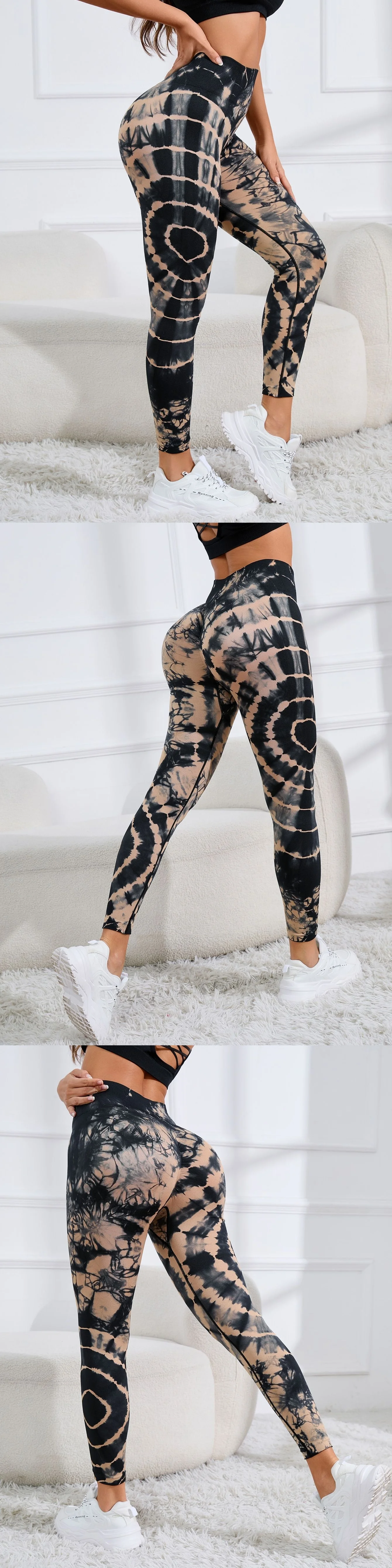 product factory price tie dye seamless leggins para mujer high waist tummy control peach hip skin friendly gym sports yoga pants-58