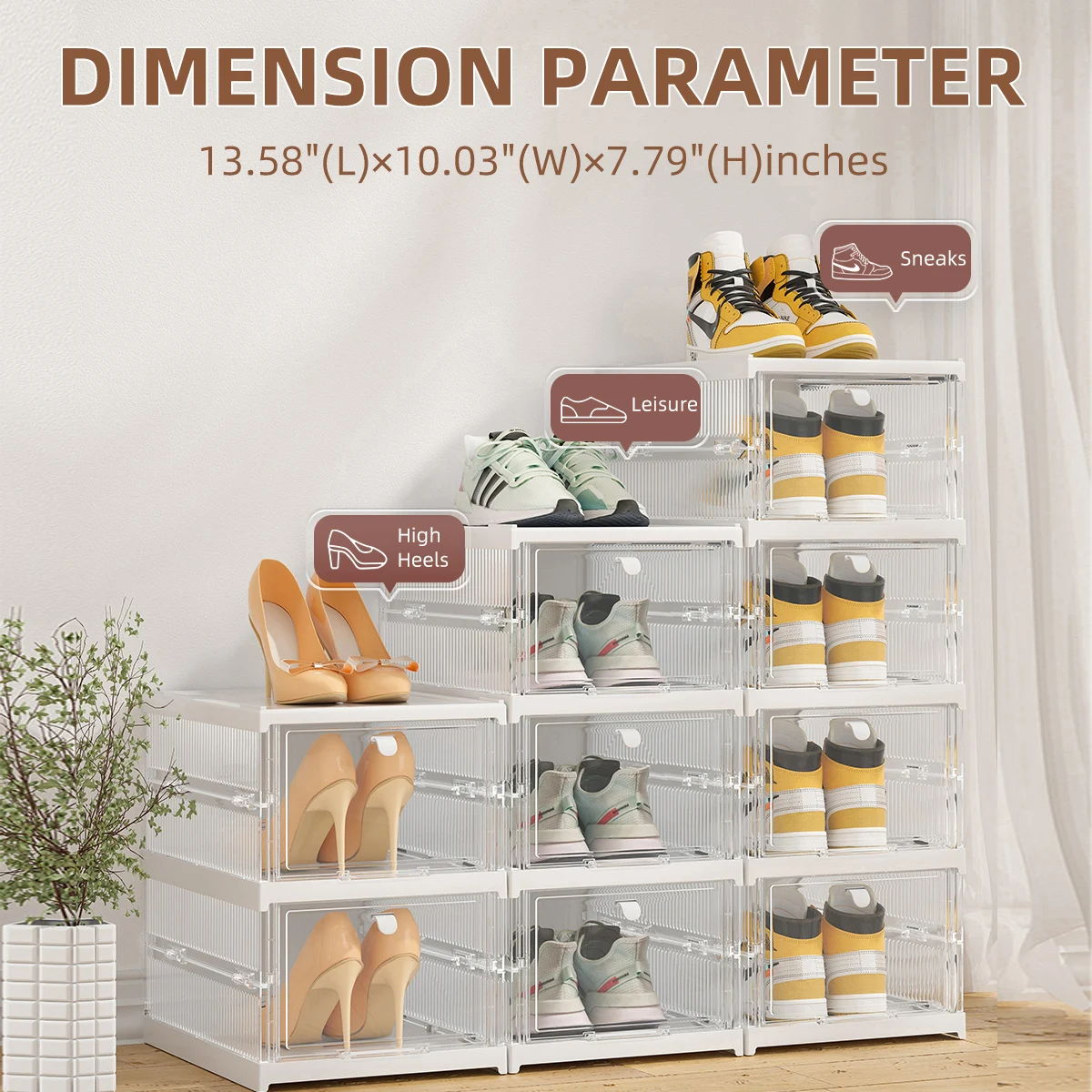 Premium Stackable Shoe Box Storage - Custom Logo & Clear Magnet