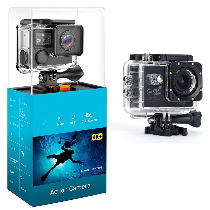 Customized brand SJ7000 Akaso Apeman 4K/1080P wifi action camera underwater with go pro Acrylic box