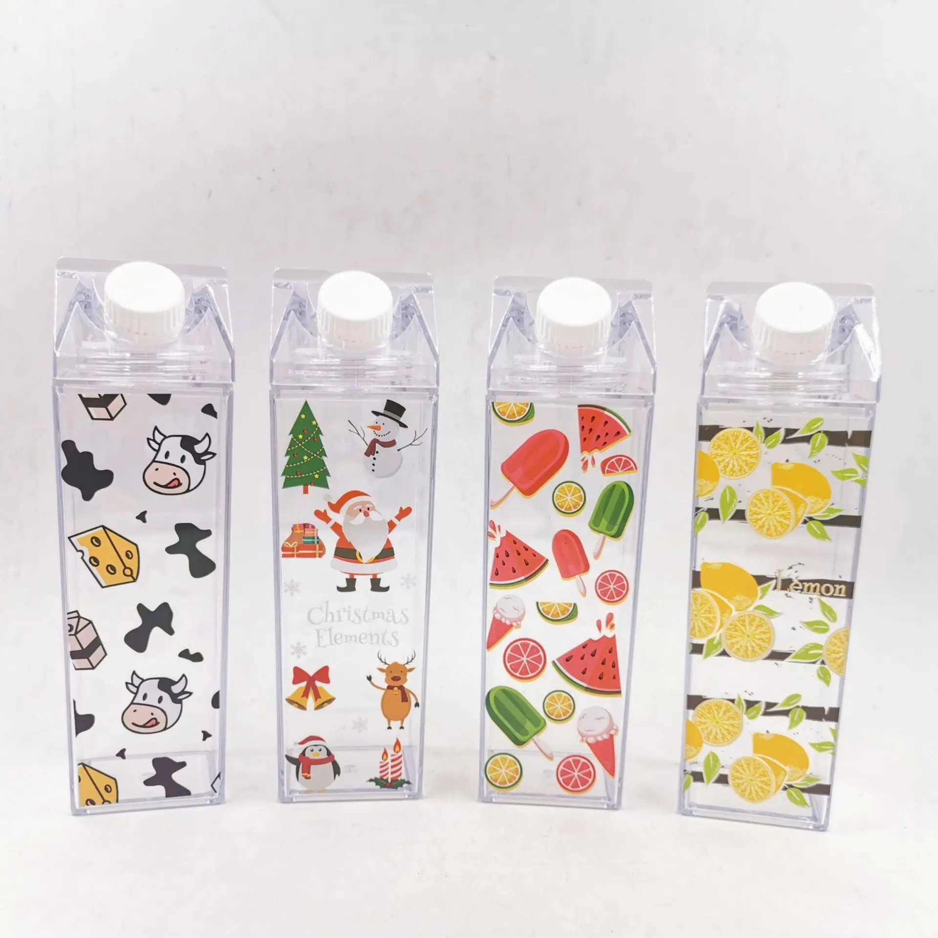 Transparent and simple 1L milk cup Transparent PS plastic square water cup cross-border creative milk bottle 1000ml details