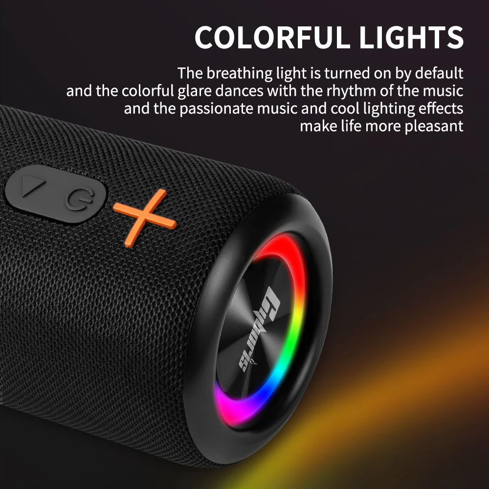 Cassa Bluetooth Portatile Con Luci LED Dual, IPX6, Batteria 24h, BT5.3, AUX – Oraolo Lustre - 3