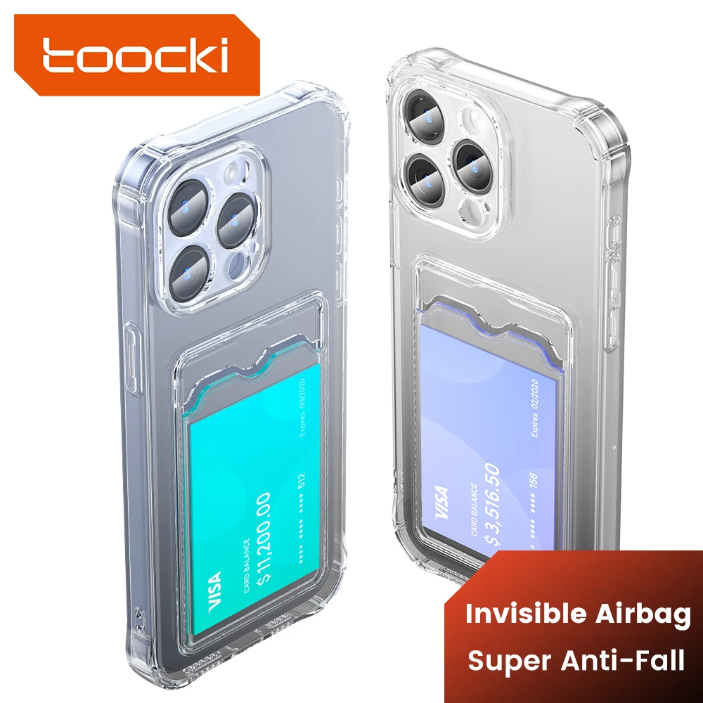 Toocki Premium TPU Case Card Storage Shockproof Wireless Charging for Daily Shopping