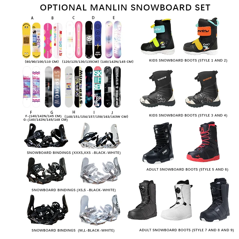 スノーボード&ブーツ&バインディングのセット STEPSNOWアダルトスキースノーボードセット工場卸売グラスファイバーに