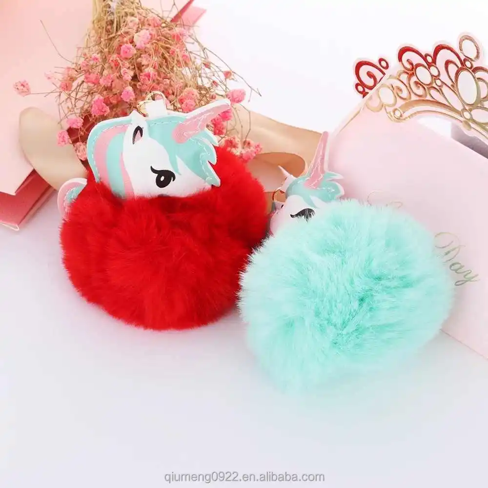 Wholesale Baby Girl Lovely Unicorn Plush Toy Faux Rabbit Fur Ball