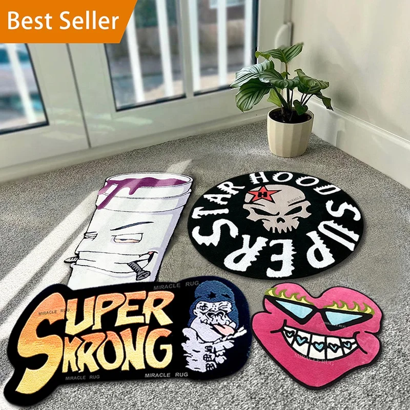 Hand Tuft Carpet Logo Floor Mat Plain Wool ,Acrylic ,Silk or