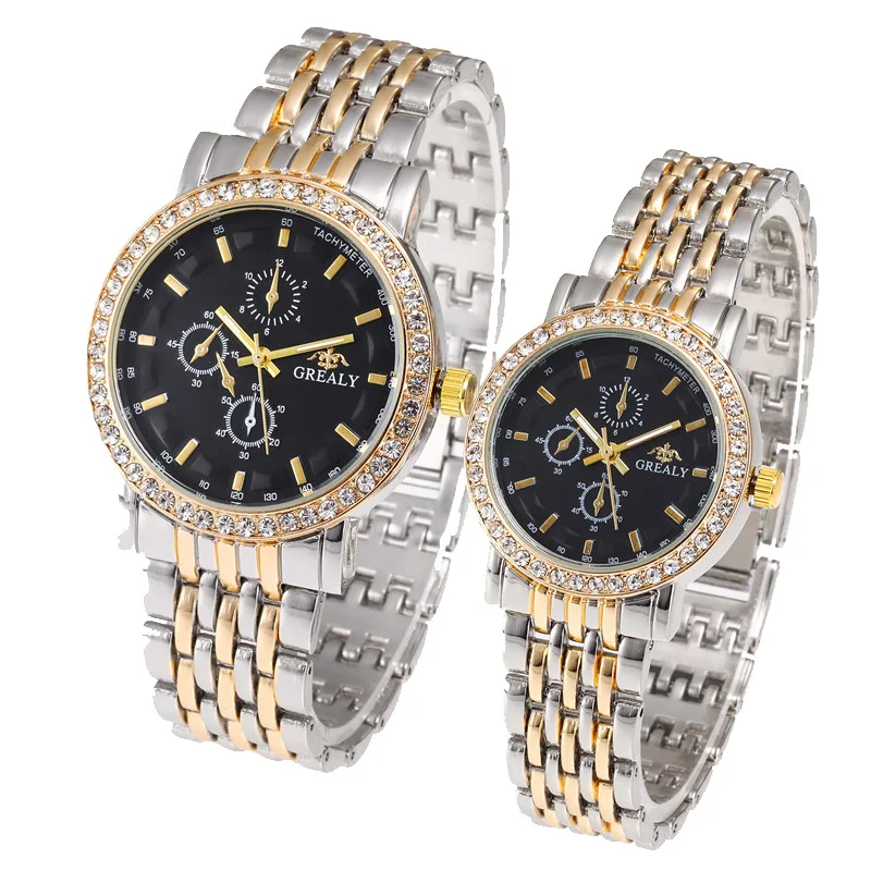 Stainless Steel Analog Quartz Couple Watch Set Oem