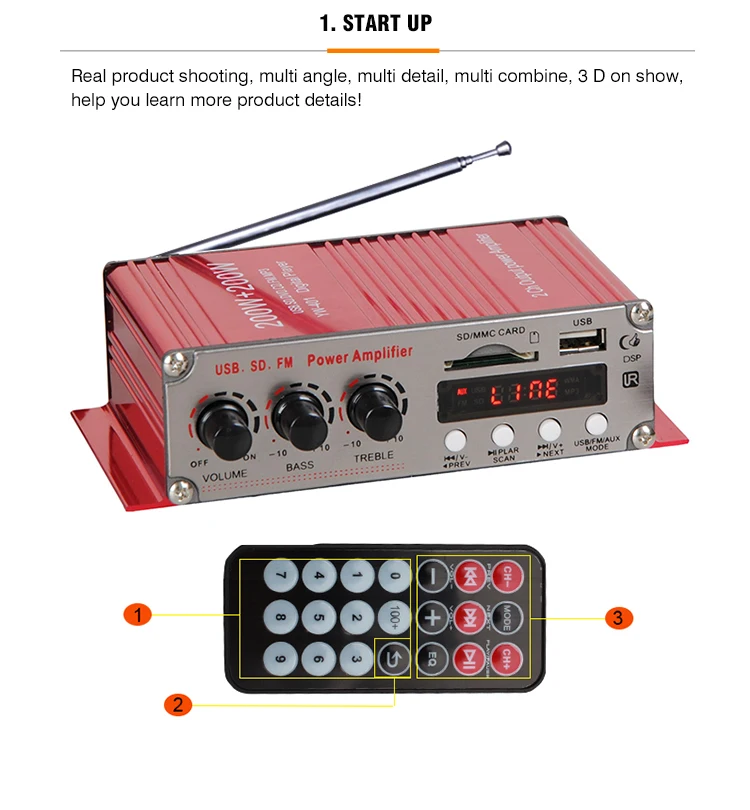 Mini Hifi 2.1 Car Audio Amplifier 12v 