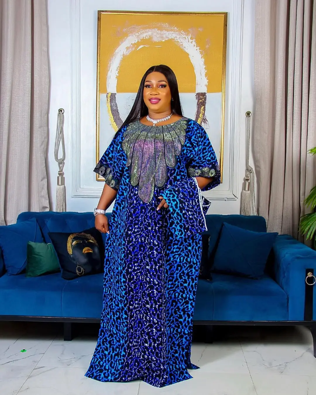 2025 African Sequin Leopard Print Loose Skirt With Hijab Plus-Size