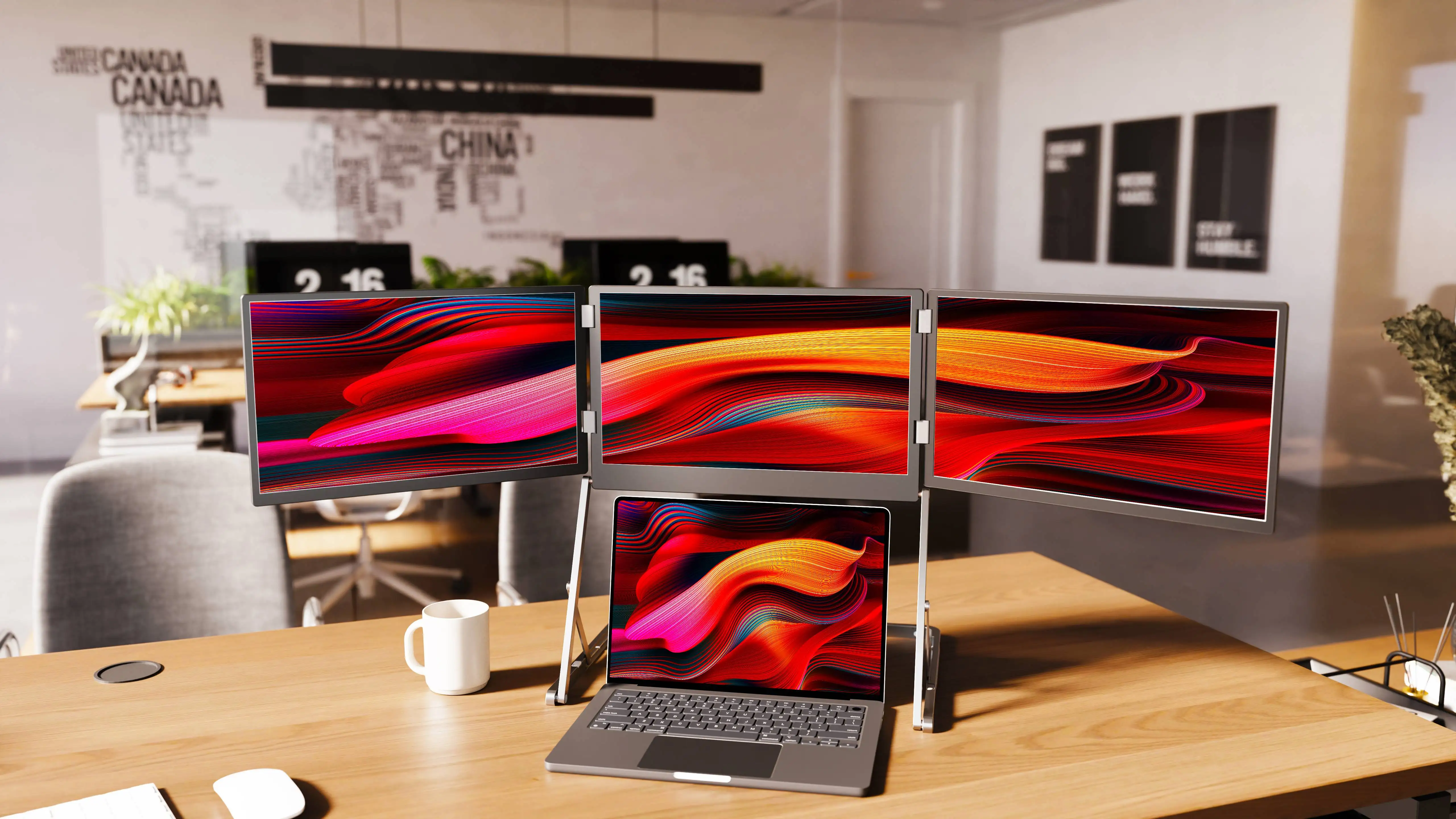 QuadCreate TriCreate トリプルディスプレイ Triple 15.6 Inch Tricreate 1080P FHD USB-C Gaming Monitors