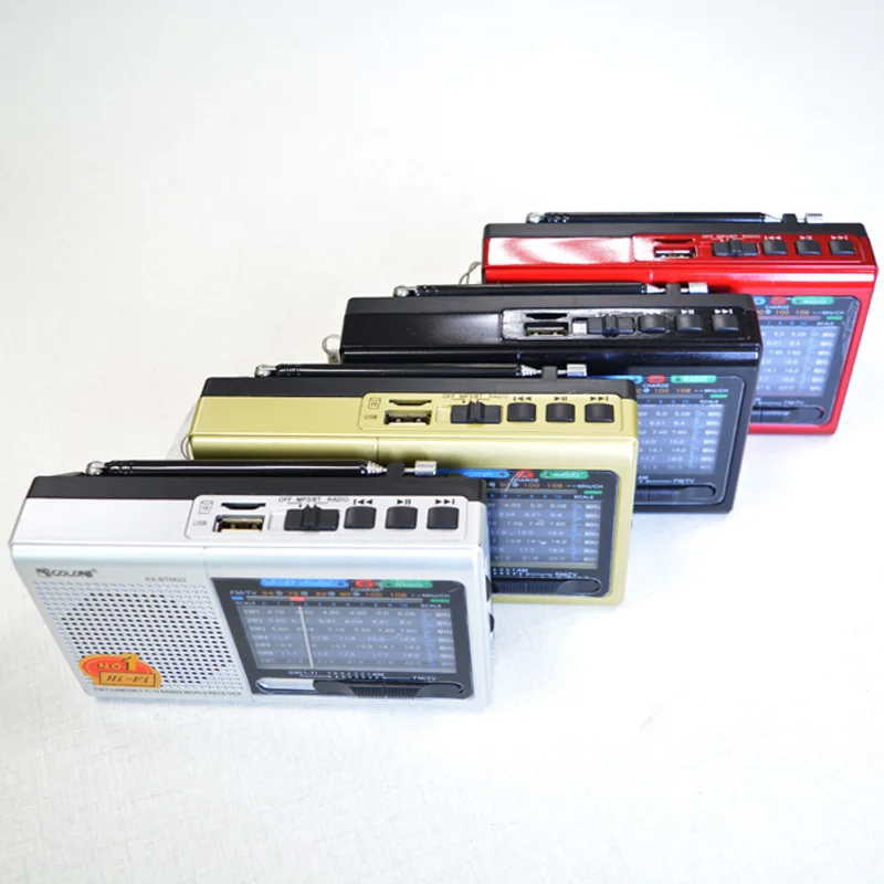 Portable Pocket FM AM SW 1-9 Bands Home Outdoor  Blue Tooth Manual Mini  USB Speaker Radio