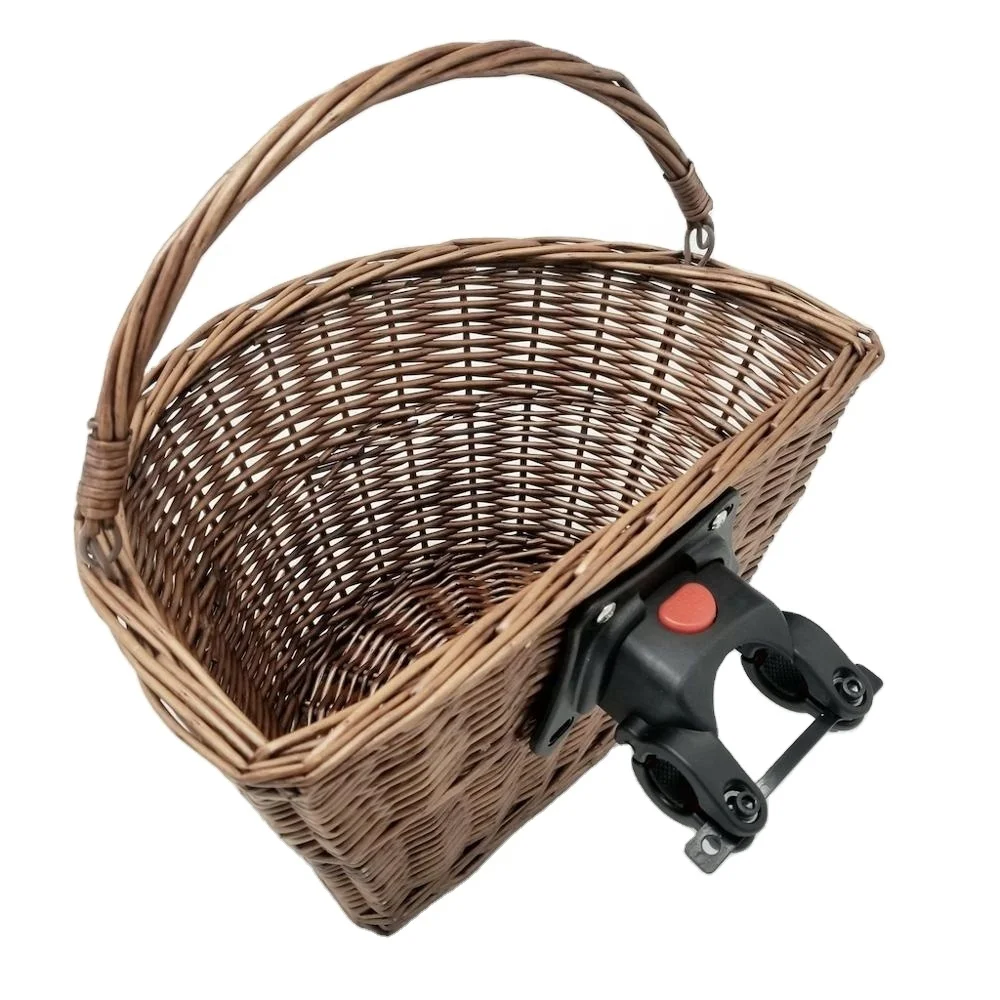 handmade woven removable rattan bicycle basket