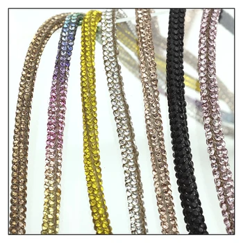 wholesale SS6 six rows small drill round strip point back glass drill rope hot fix rhinestones