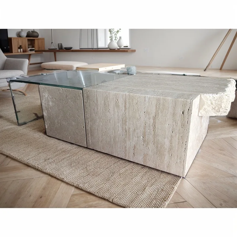 product natural stone wabi sabi travertine coffee table marble for interior-2