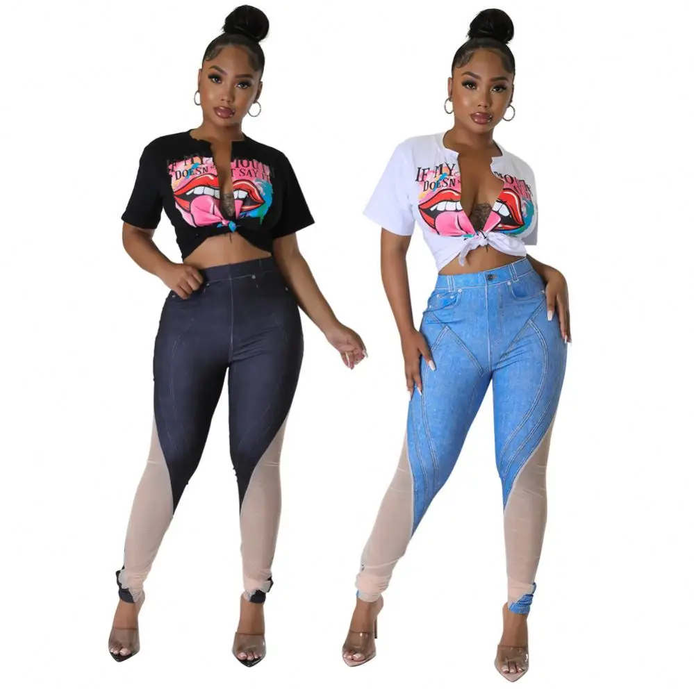 919sb31 Dropshipping Street Style Sheer Mesh Spliced Bodycon Denim Jeans  Women Clothes Fashion Outfits - Buy Bodycon Jeans,Denim Jeans Women,High  Waist Jeans Product on 