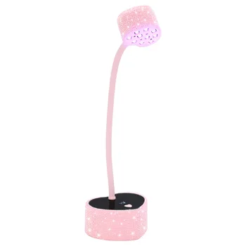 Flexible 360 Degree Mini Desktop Nail Lamp for Curing Finger Gel Nail Polish With Purple AB Rhinestones Crystals
