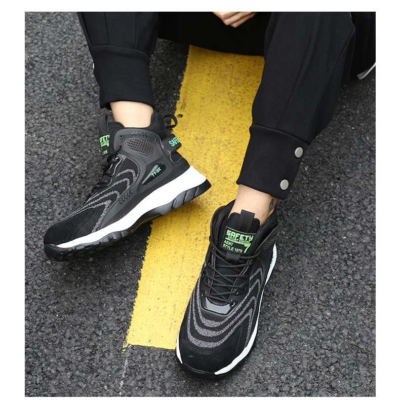 Botas De Seguridad Ligeras Con Punta De Acero,Amortiguación,Antiperforación, Zapatos Deportivos De Trabajo De Tobillo Alto - Buy La Absorción De Choque  Entresuela De Punta De Acero Ligero Bota De Seguridad,Tobillo Alto Deporte  Zapatos