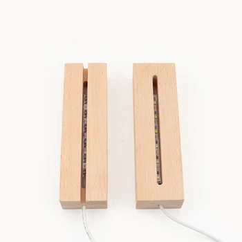 Led-lichtsokkel, 2 stuks lampen, displaybasis, USB-verlichte houten