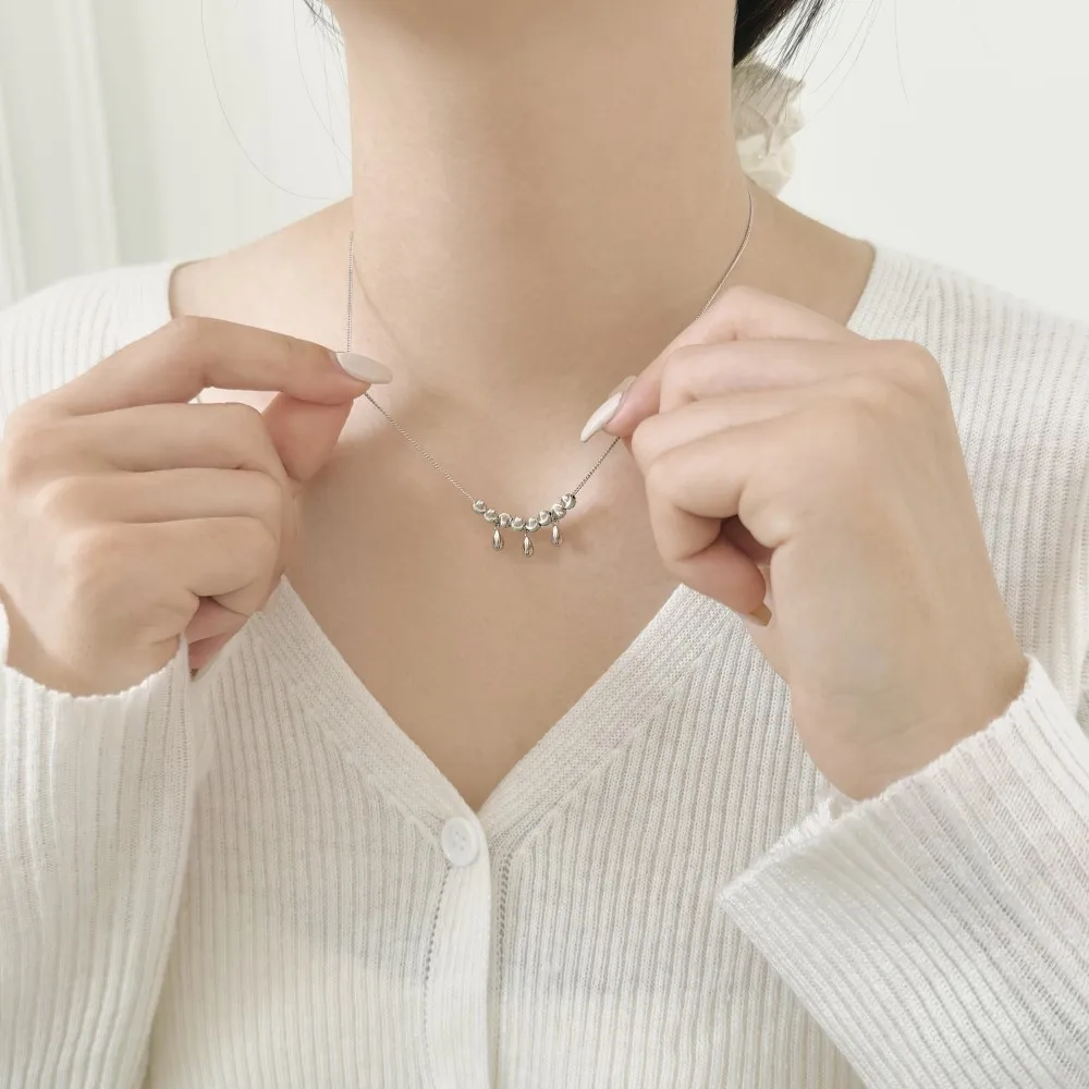 KAKODIY Charm Jewelry Rhodium 14K Gold Plated Sterling Silver Shiny Ball Bead Drop Shape Pendant Necklace detail 5