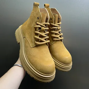 British Style Thick-Soled Height-Increasing Vintage Lace-Up Motorcycle Boots Comfortable Versatile Men's Autumn for Boots