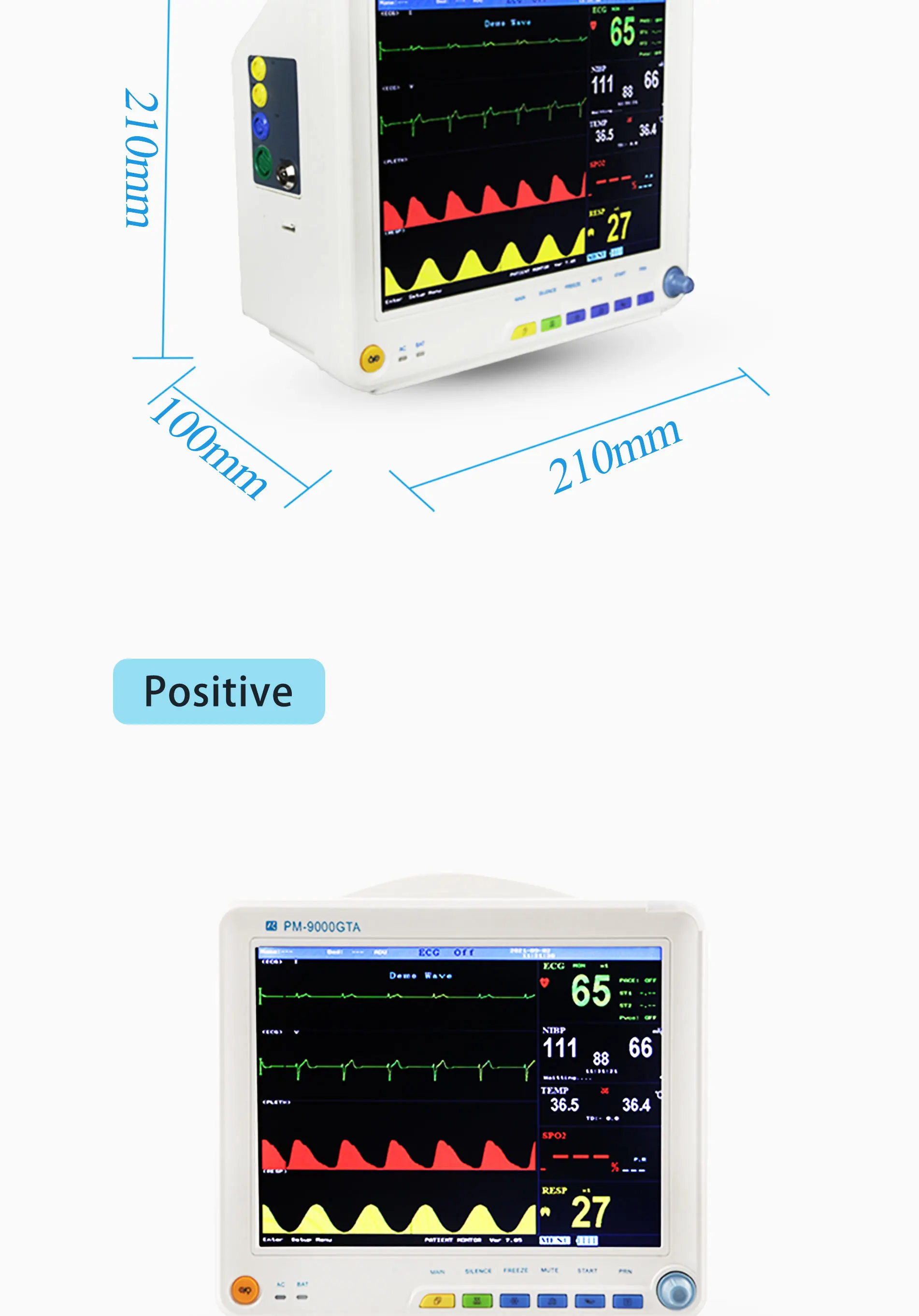 Multi Parameter Patient Monitor with Built-in Lithium Battery Anti-ESU and Anti-defibrillator for Adult Pediatric Neonatal Patients
