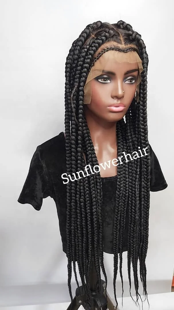 Wholesale Knotless Box Braided Wig Human Hair Wigs Braided Synthetic