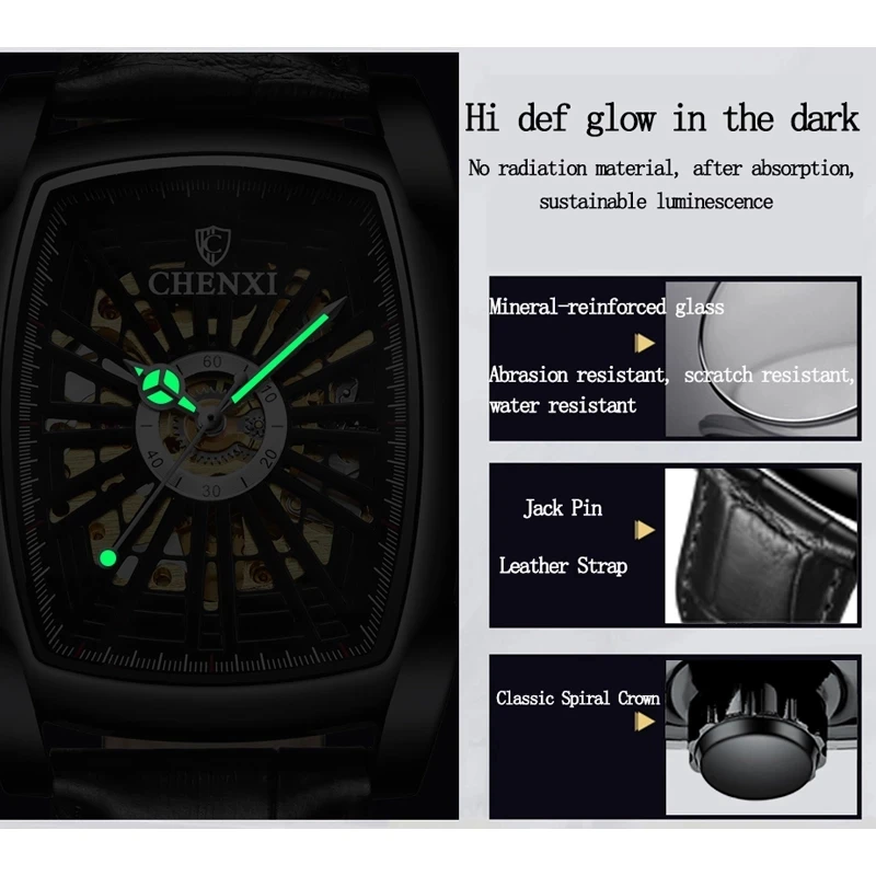 Alibaba.com: CHENXI CX-8809 classy mechanical watch, PU leather