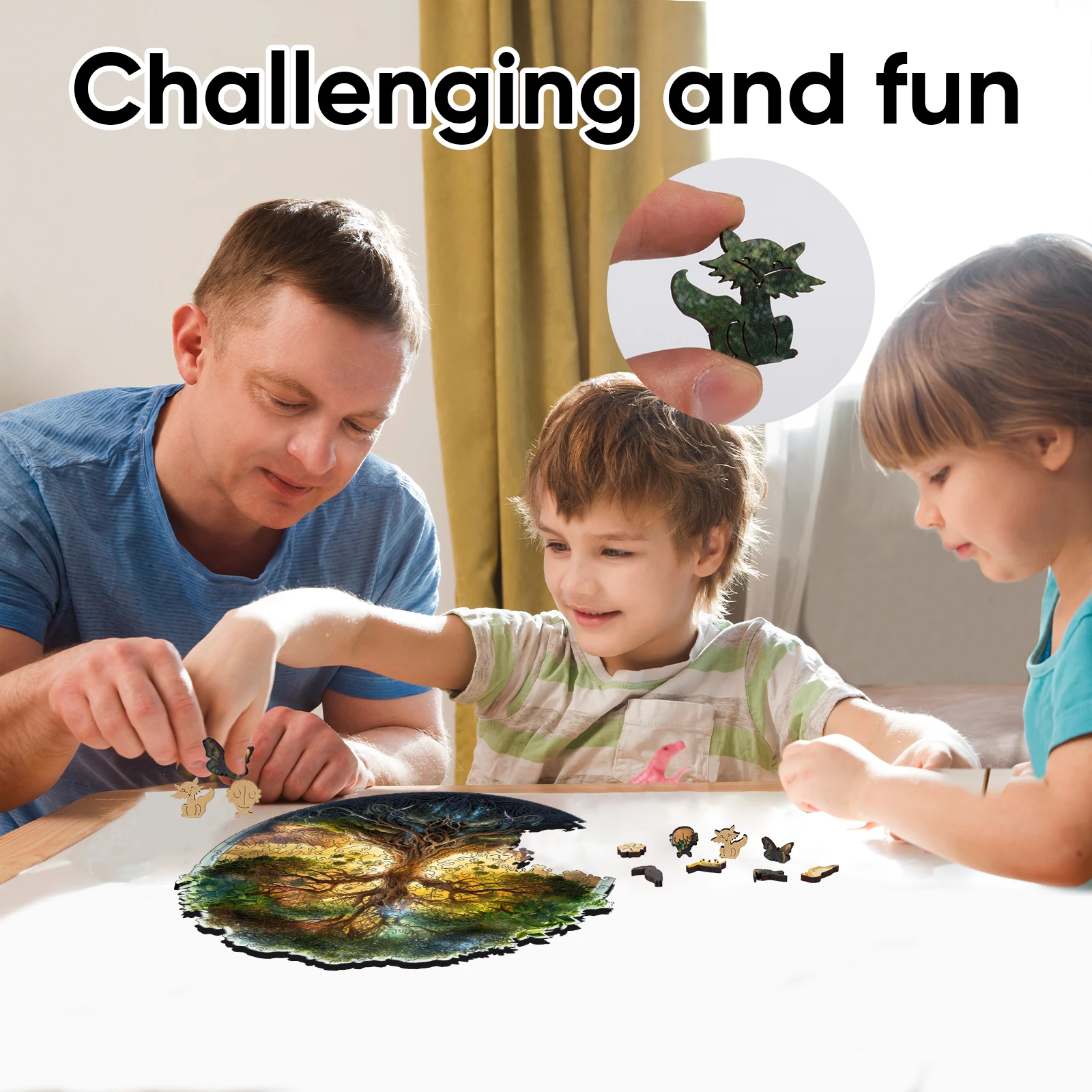 Factory Direct Sales Support Customization Animal Shaped Tree of Life Kids Toys Wooden Jigsaw Puzzles for Family Game Play