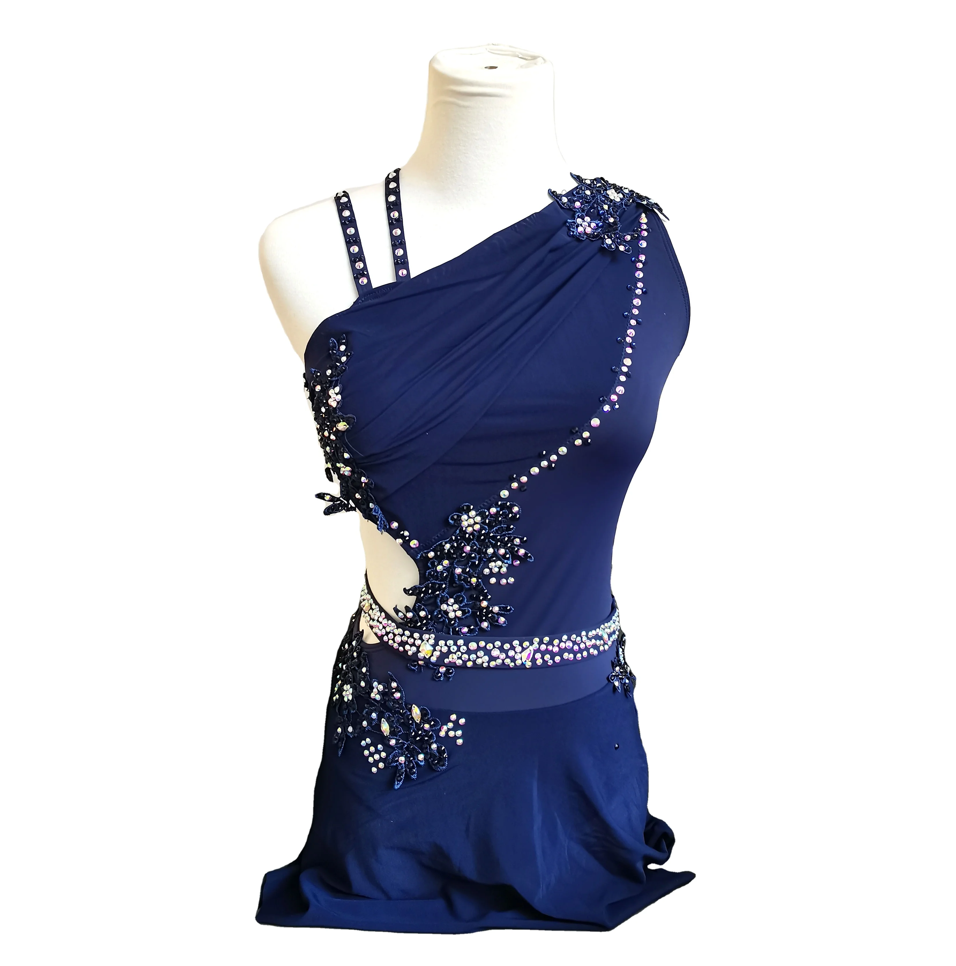 Luxury Light Blue Lyrical Dance Dress for Girls - Customizable Performance  Wear for Competitions and Pole Dance Events