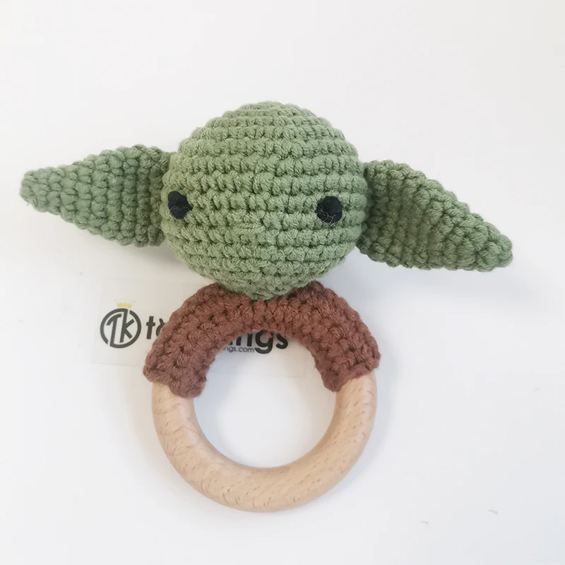 CROCHET PATTERN Baby Yoda rattle newborn wooden toy