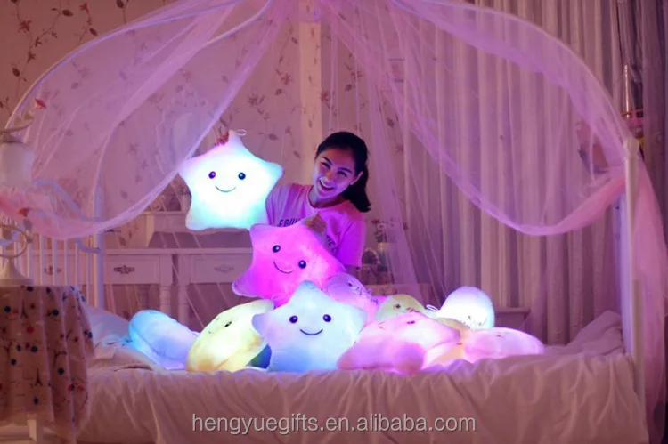 Valentine's Day Creative 34CM Glowing Pillow Led Light Colorful Luminous Stars Plush Toys For Kids Children