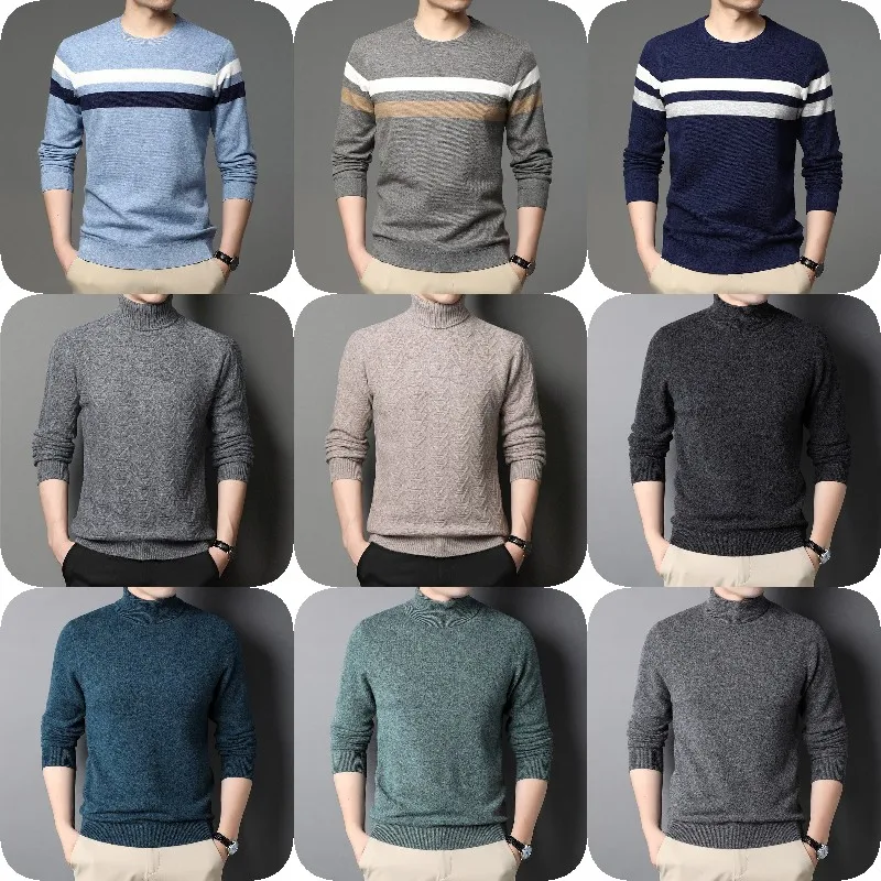 2022 Wholesale Round Neck Pullover Knitted Plus Size Men's Sweater