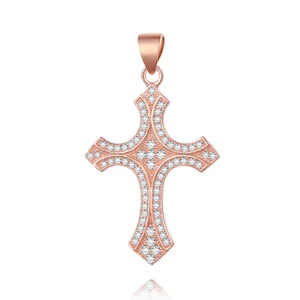 POLIVA 3A Cubic Zirconia Rose Gold Plated Pendants Fashion Women Sterling Silver 925 Cross Pendant