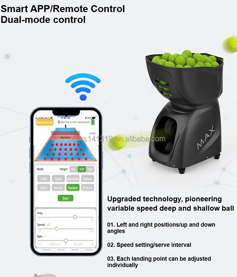 New Indoor Training Launching Feeding Tennis Ball Machine with APP and remote control Special Designed for indoor court factory