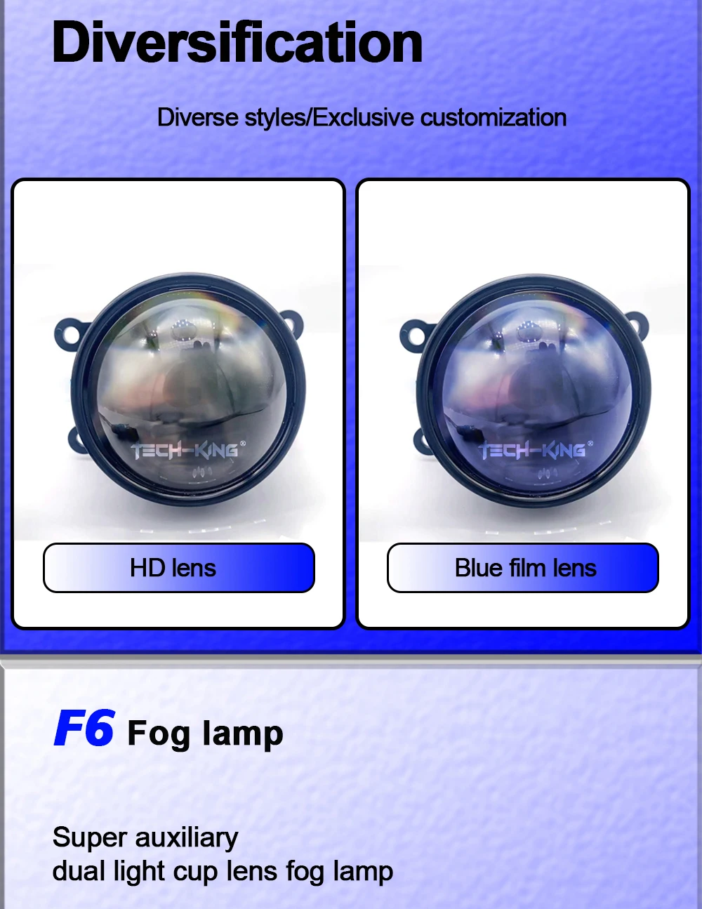 TECH-KING 3 inch 12V 45W/50W 6000K Car Bi LED Projector Lens Fog Light For Toyota Camry Corolla Prius Universal kit Fog lamp