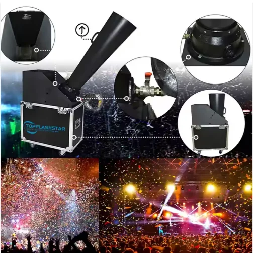 1000w Paper Confetti Machine Full Color Paper Machine Launcher  Rainbow Effect CO2 Jet Blaster Machine