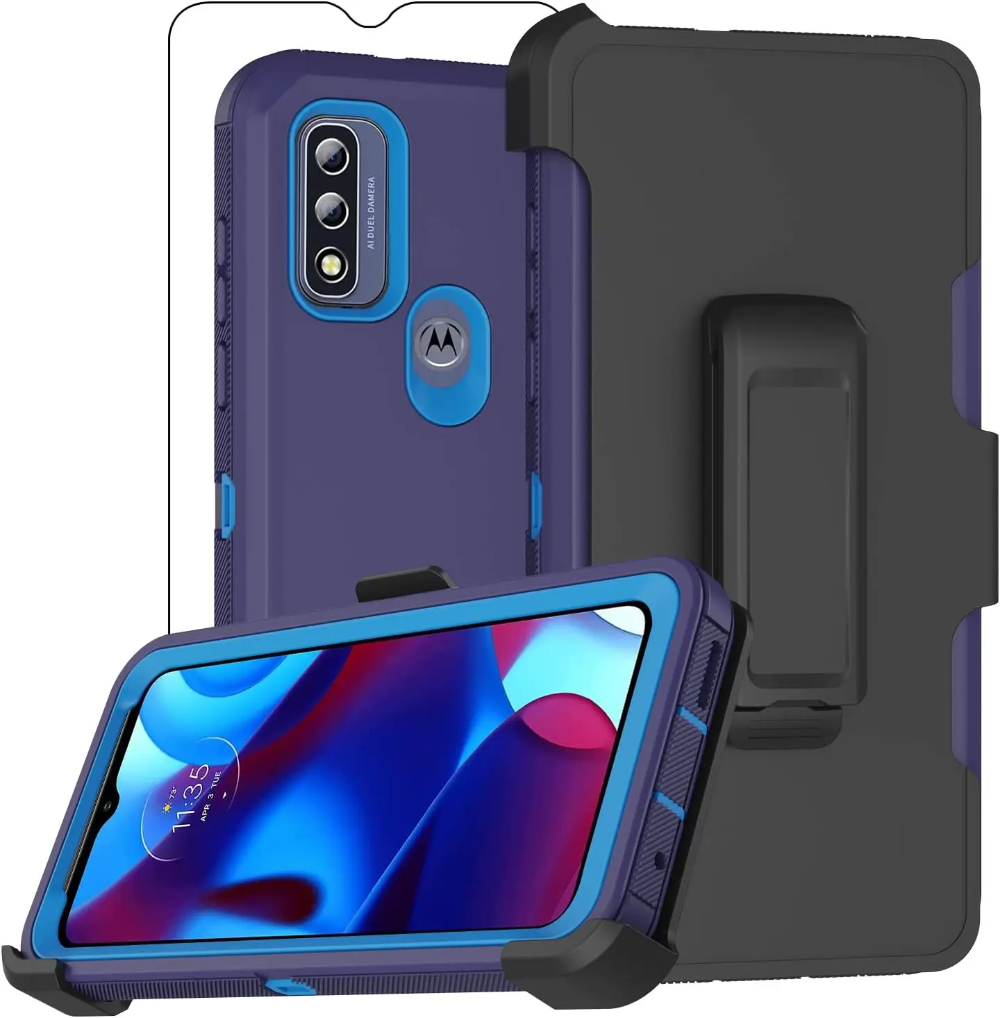 For Motorola G Power 5G 2024 G Play 4G 2024 Robot Defender Holster Belt  Clip Built in Screen Shockproof Heavy Duty Cover case