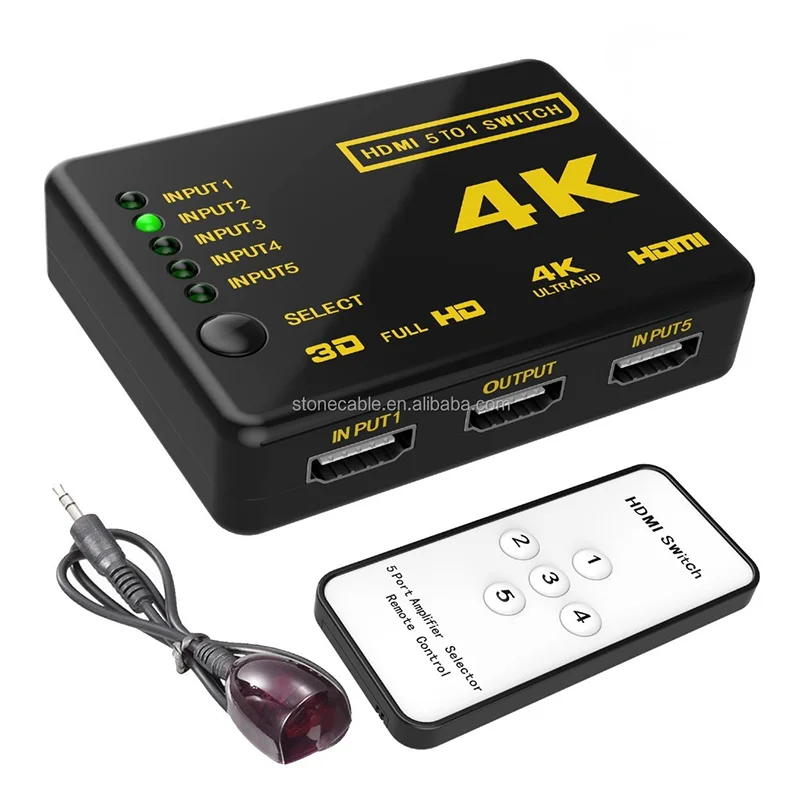 In Out Hdmi Switcher 5x1 4k 30hz 5 Hdmi Switch With Remote Control Ir Receiver 4k Hdmi 5 Port - Buy Hdmi Switch 5 Port,5 In 1 Out