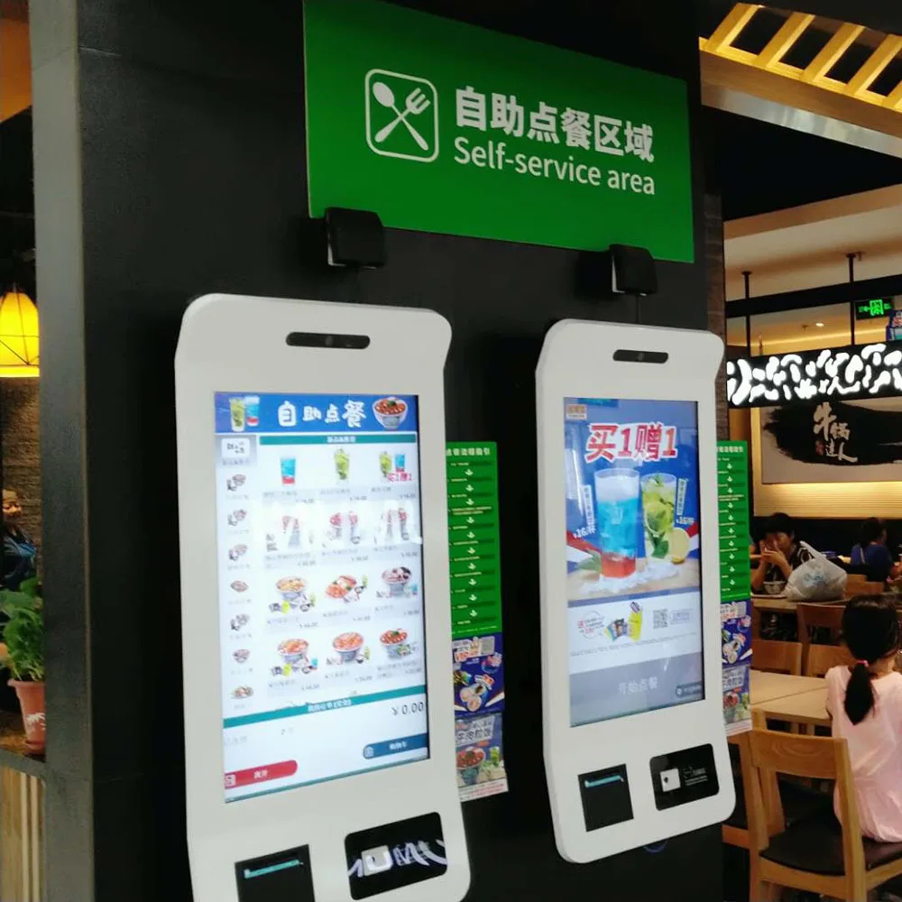 Touch Screen Terminal Kiosks 1920*1080 Digital Signage Payment Kiosk WiFi Vending Machine with NFC Camera Printer in Restaurant