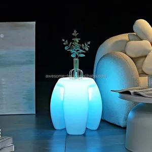 Stylish Modern Glowing Triangle Stool LED Illuminated Seat Remote Control Foldable Eco-Friendly Indoor/Outdoor Kitchen Hotel