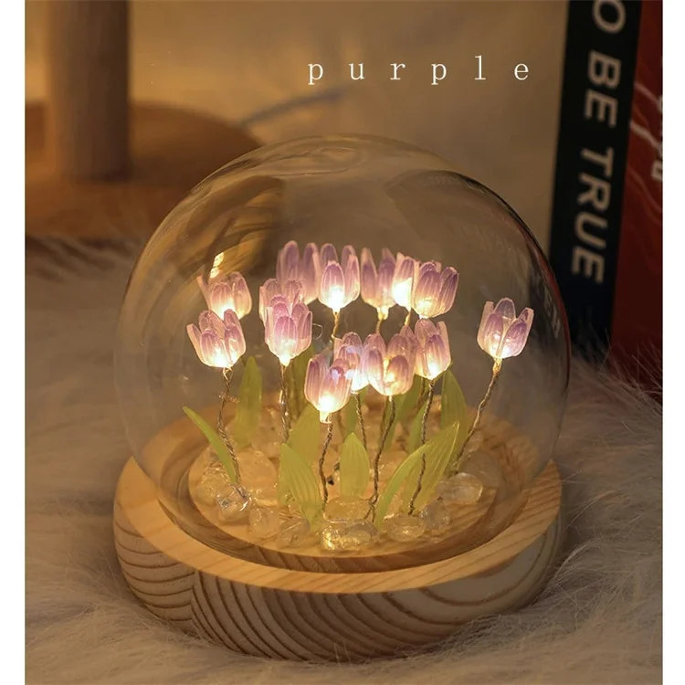 Lampada A LED A Forma Di Tulipano, Fiori Artificiali In PU E Base In Ceramica, Con Cavo USB, Luce Calda, Per Camera Da Letto, Soggiorno E Matrimoni (arancione)