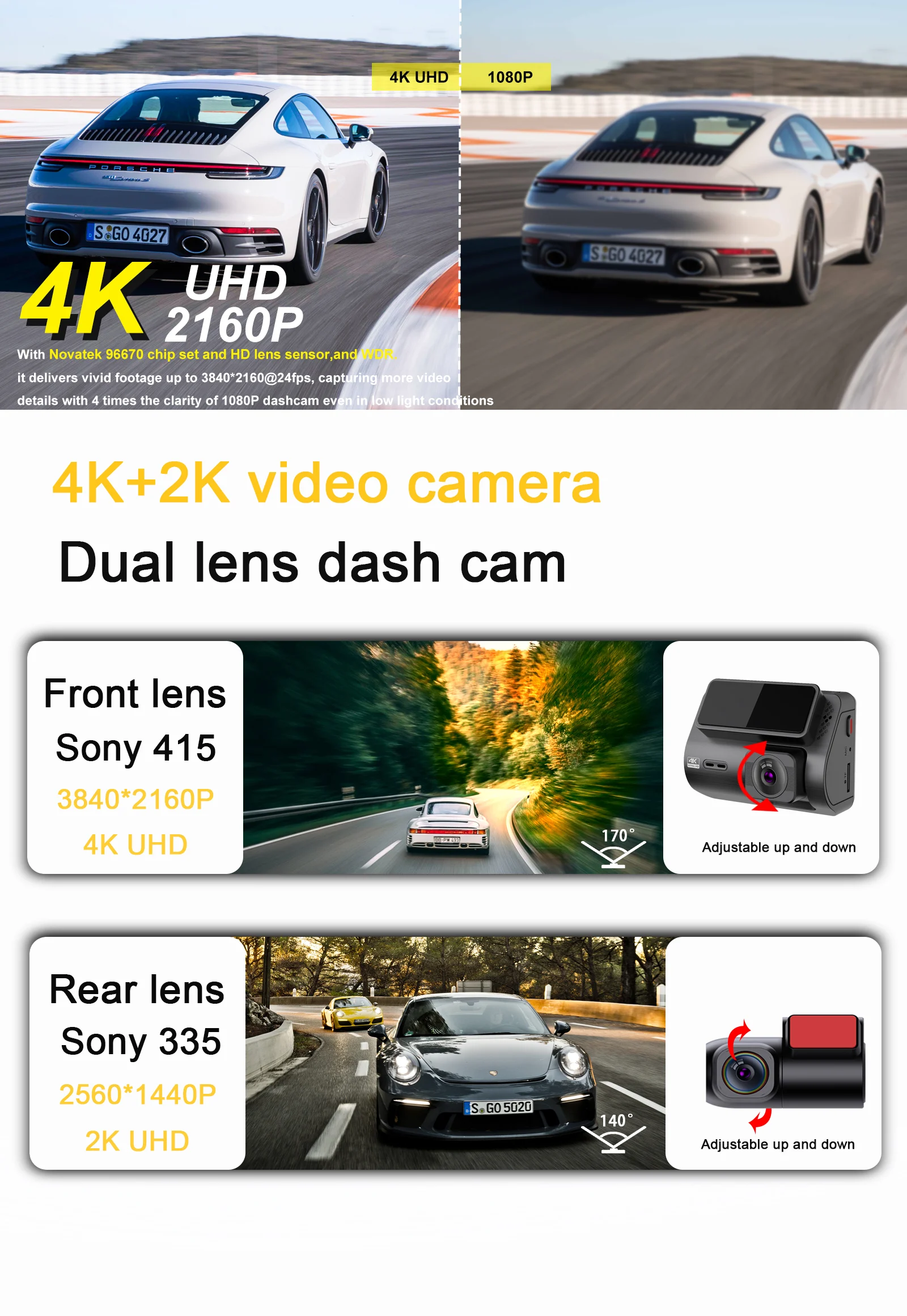 Mini 2.0" Dashboard Camera Dash Cam Doble Camara Front And Rear Car Dvr ...