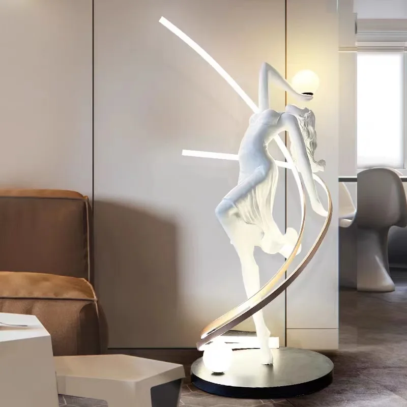 Hanging Light Clubs Bar Decor Art Dancing Girl Ornament Modern Indoor Led White Sculpture Floor Lamp Ballerina