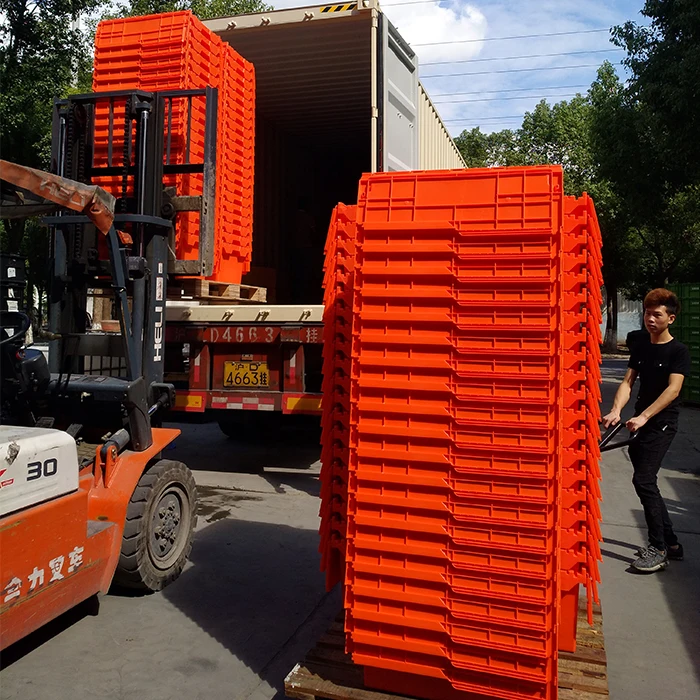 JOIN 80L Logistics Attached Lid Distribution Container Stackable Moving Crates Plastic Heavy Duty Storage Boxes & Bins for Sale
